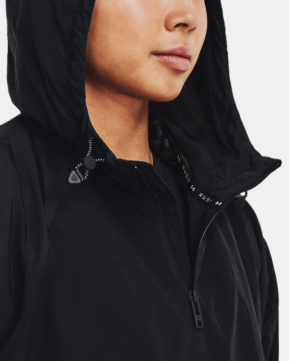 Women's UA RUSH™ Woven Crinkle Jacket in Black image number 3